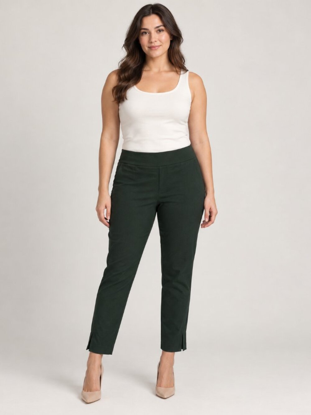 Apt. 9 Large Army Green Slim Ankle Pants Pull On Stretch Workwear